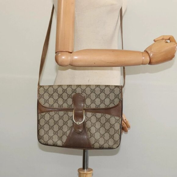 GUCCI GG Supreme Shoulder Bag PVC Beige Gold Auth - Picture 1 of 16